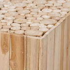 Table basse en teck avec pieds uniques en bûches de bois recyclées - Naturel
