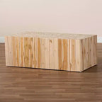 Table basse en teck avec pieds uniques en bûches de bois recyclées - Naturel