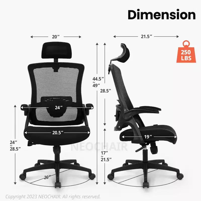 Chaise de bureau ergonomique pivotante avec appui-tête et support lombaire