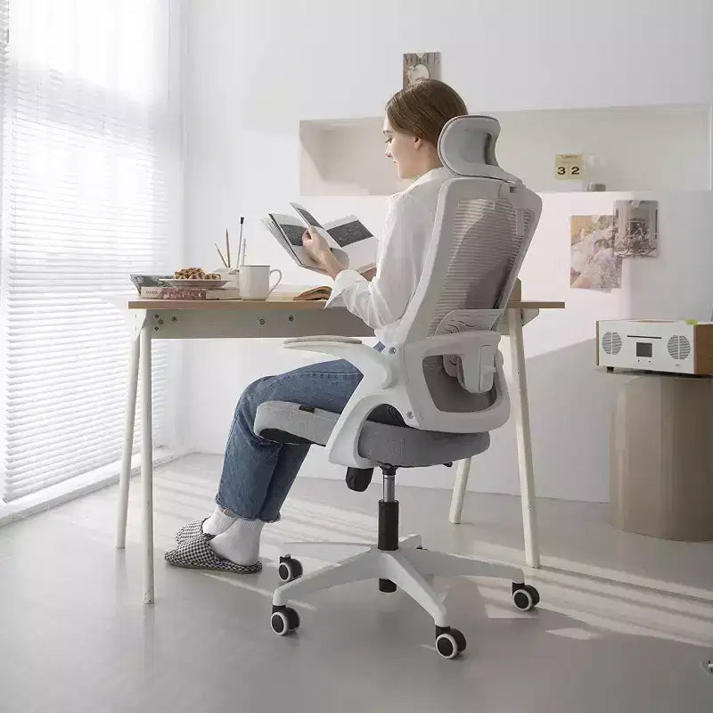 Chaise de bureau ergonomique pivotante avec appui-tête et support lombaire