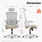 Chaise de bureau ergonomique pivotante avec appui-tête et support lombaire