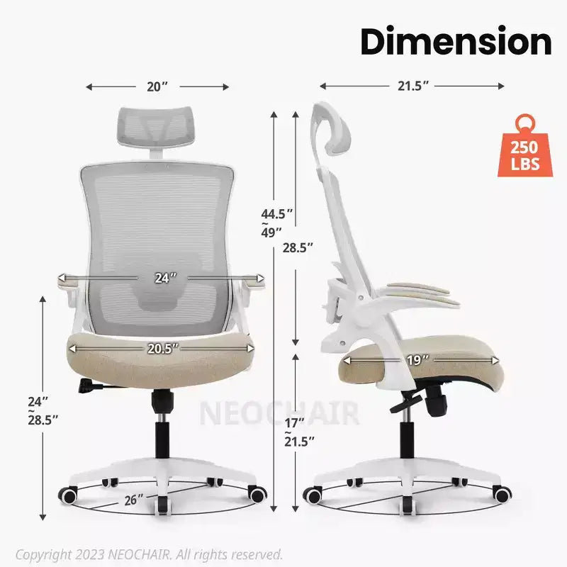 Chaise de bureau ergonomique pivotante avec appui-tête et support lombaire