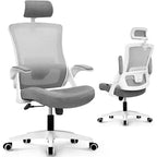Chaise de bureau ergonomique pivotante avec appui-tête et support lombaire