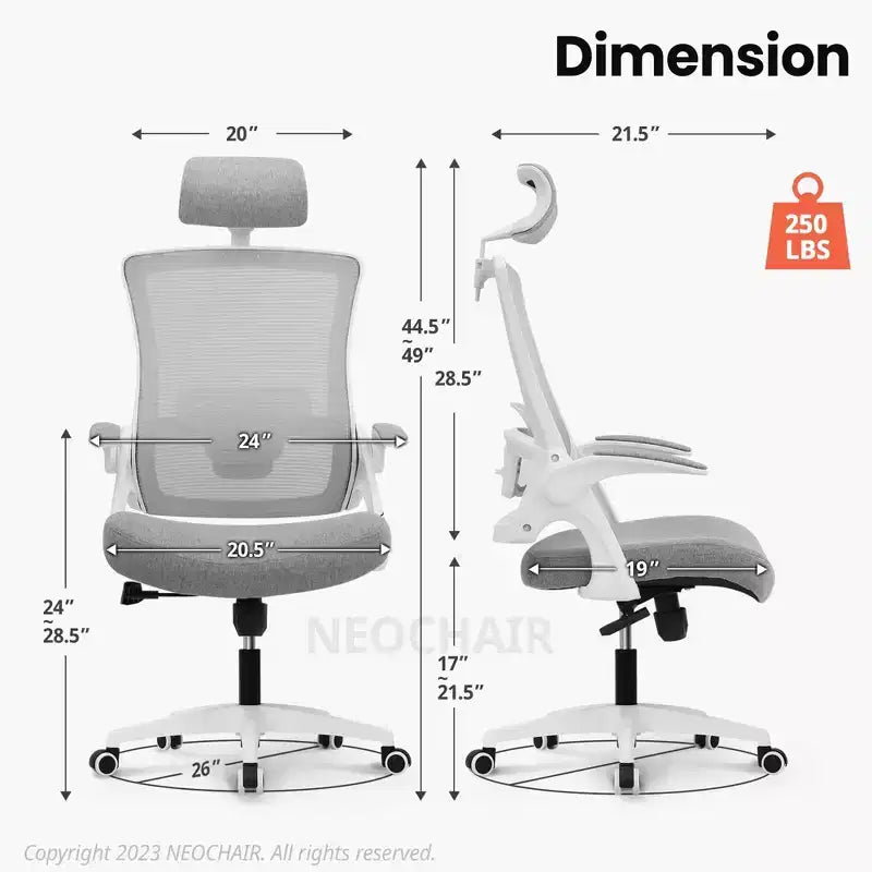Chaise de bureau ergonomique pivotante avec appui-tête et support lombaire