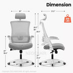 Chaise de bureau ergonomique pivotante avec appui-tête et support lombaire