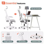Chaise de bureau ergonomique pivotante avec appui-tête et support lombaire