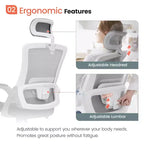 Chaise de bureau ergonomique pivotante avec appui-tête et support lombaire