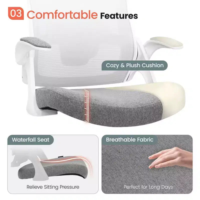 Chaise de bureau ergonomique pivotante avec appui-tête et support lombaire