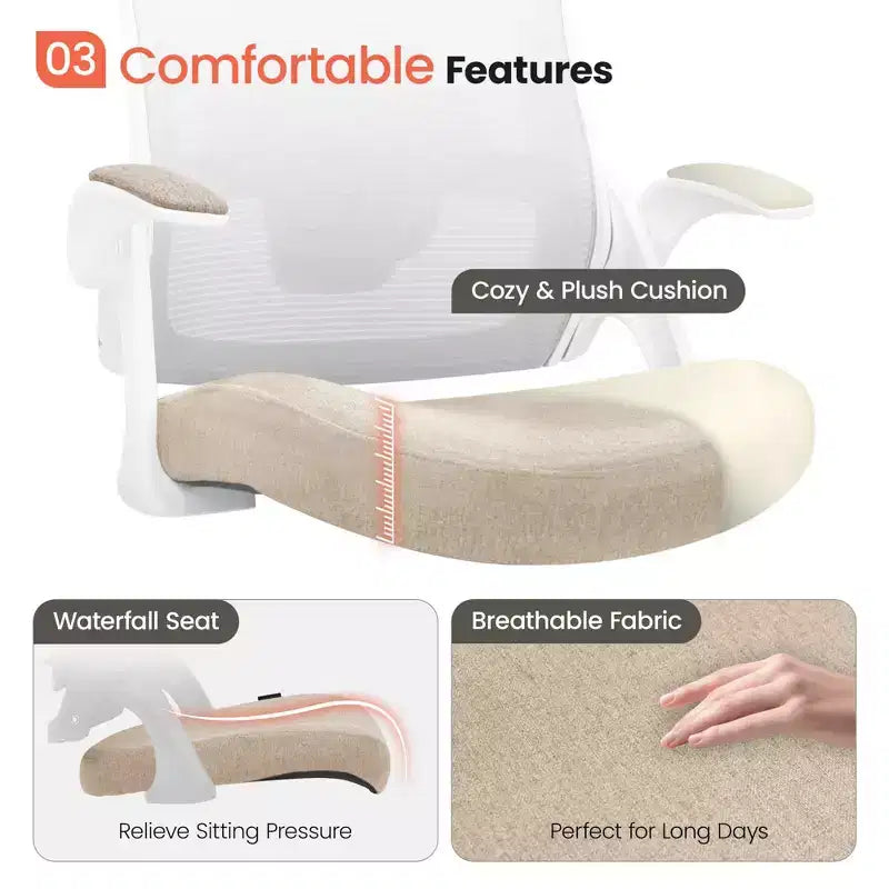 Chaise de bureau ergonomique pivotante avec appui-tête et support lombaire