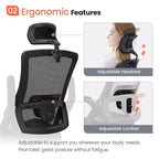 Chaise de bureau ergonomique pivotante avec appui-tête et support lombaire