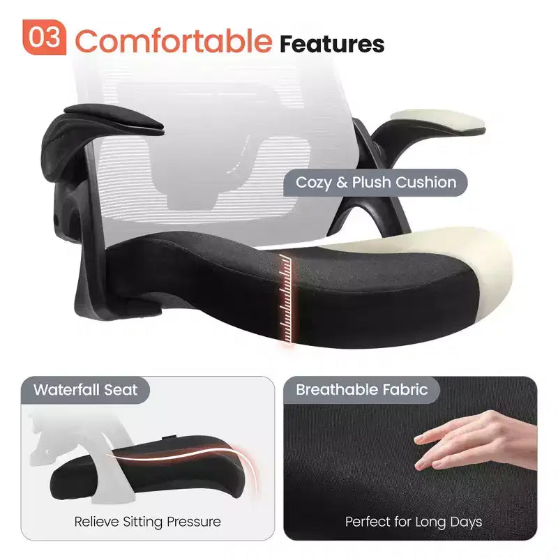 Chaise de bureau ergonomique pivotante avec appui-tête et support lombaire