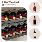 Table à vin rustique à 5 niveaux, casier à vin pour 22 bouteilles autoportant avec porte-verres