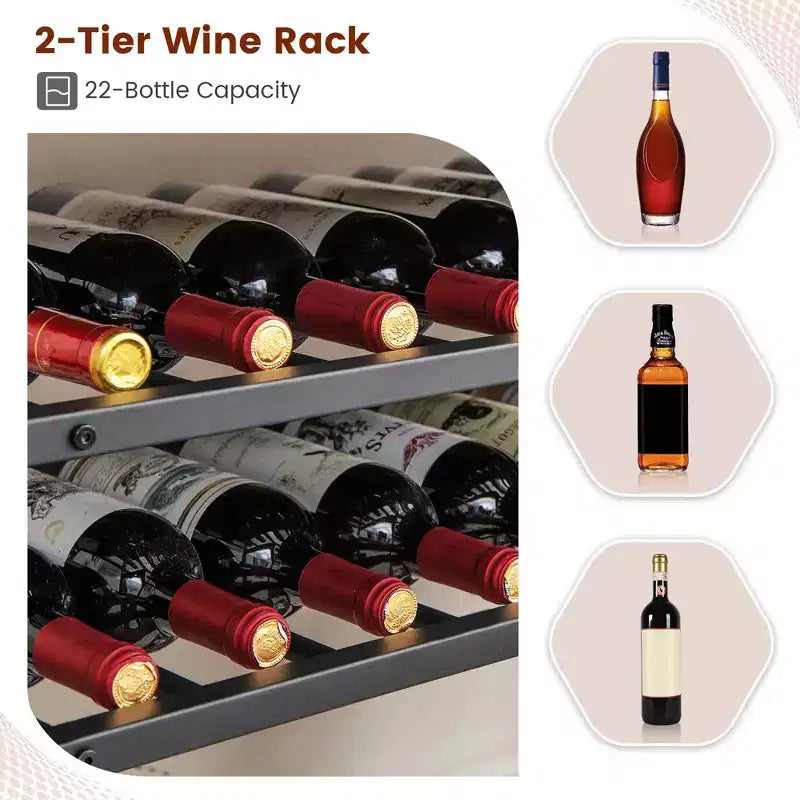 Table à vin rustique à 5 niveaux, casier à vin pour 22 bouteilles autoportant avec porte-verres