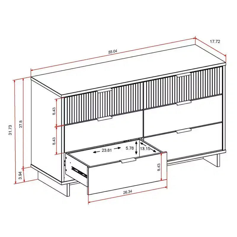 Commode double moderne à 6 tiroirs