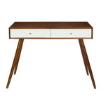 Console en bois rectangulaire, brun noyer et blanc