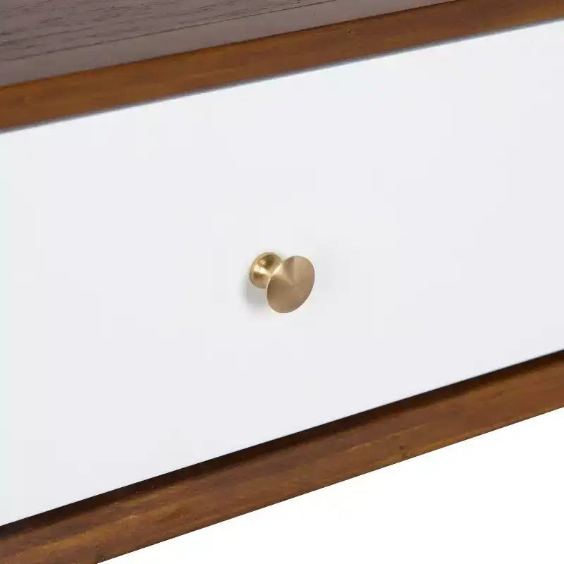 Console en bois rectangulaire, brun noyer et blanc