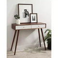 Console en bois rectangulaire, brun noyer et blanc