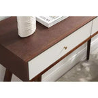 Console en bois rectangulaire, brun noyer et blanc