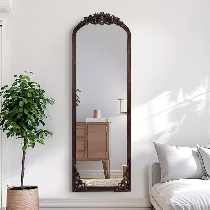 Miroir Mural Décoratif Sculpté Grand Miroir Psyché en Bois Vintage