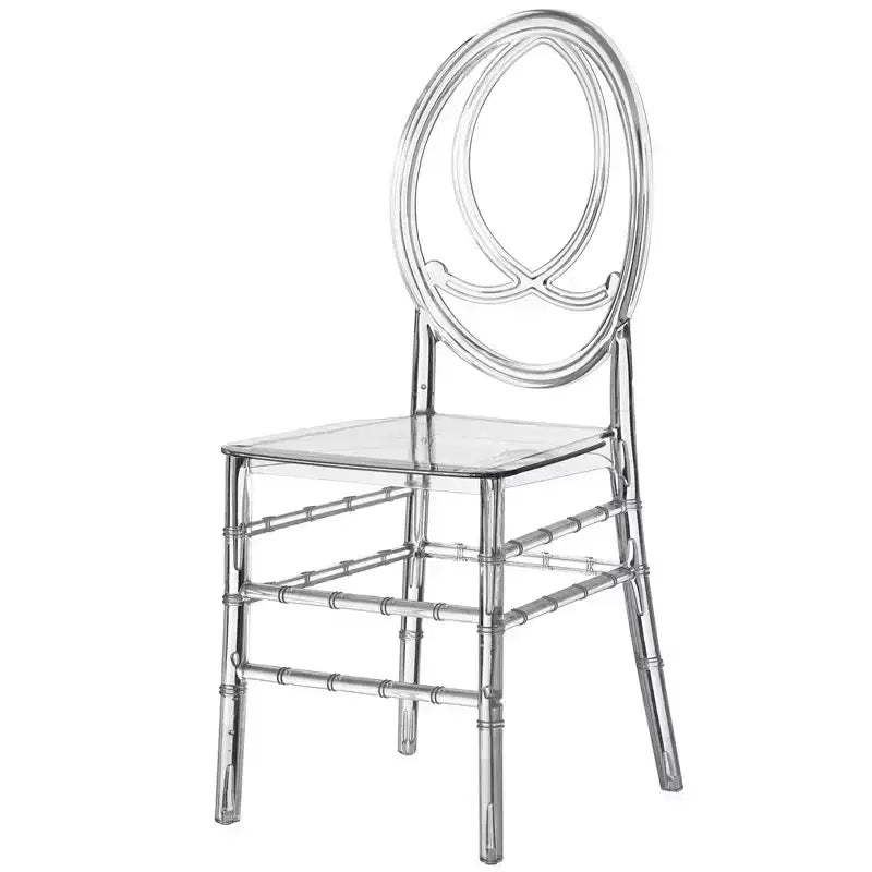 Fabulaxe Modern Acrylic Phoenix Dining Chair Stackable Transparent Party Chair Crystal Clear Acrylic Chair for Events and Weddings