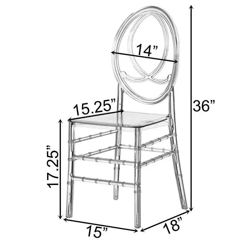 Chaise de salle à manger moderne Phénix en acrylique Chaise de fête empilable transparente