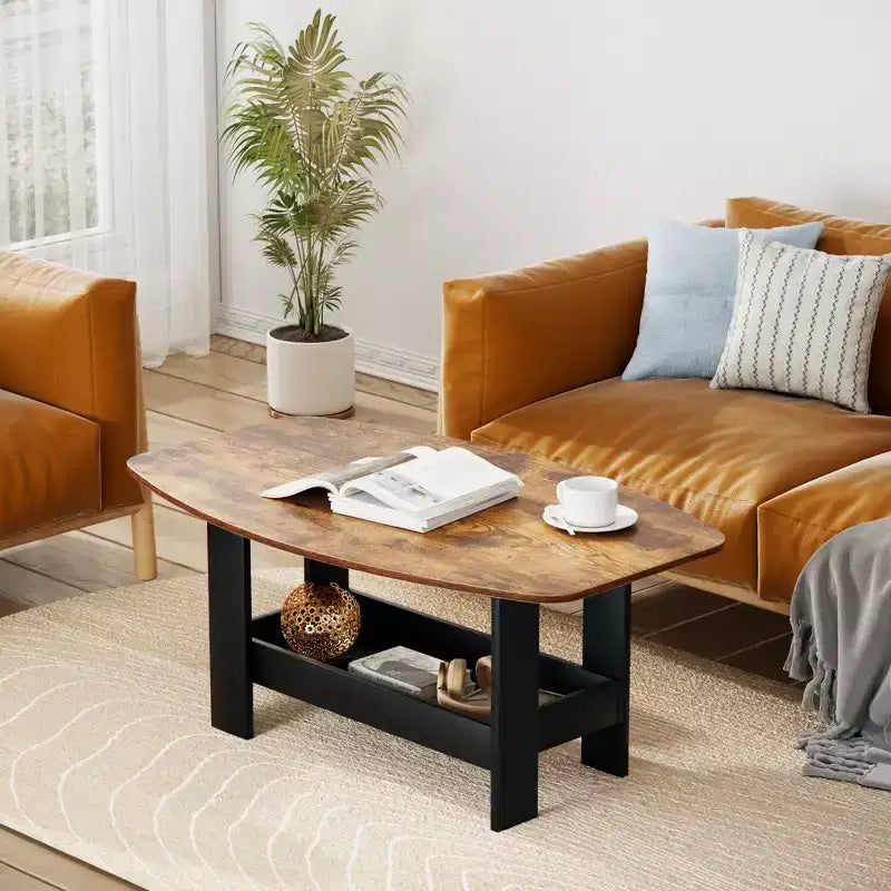 Table basse pour salon avec étagère de rangement marron