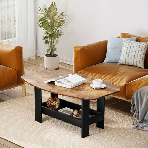 Table basse pour salon avec étagère de rangement marron