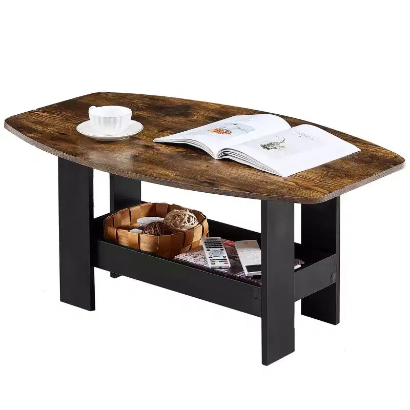 Table basse pour salon avec étagère de rangement marron