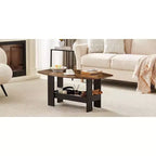 Table basse pour salon avec étagère de rangement marron