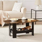 Table basse pour salon avec étagère de rangement marron