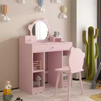 Coiffeuse pour enfants 2-en-1 bureau et chaise de maquillage princesse avec tiroirs et étagères de rangement